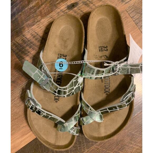 Birkenstock Women’s Mayari Gator Metallic Green Sandals SZ.6-6,5 US /37 EU NWT - Picture 1 of 11